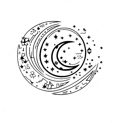 Moon And Stars Semi-colon Form Vertical