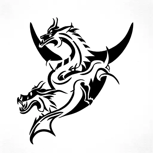 Crest With Wolf And Dragon And Viking Ship