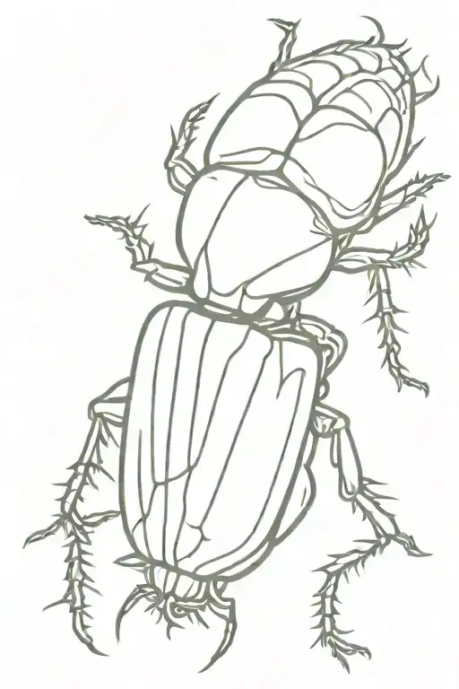 Bark Beetle Top View Draw With One Colored Line Outlining