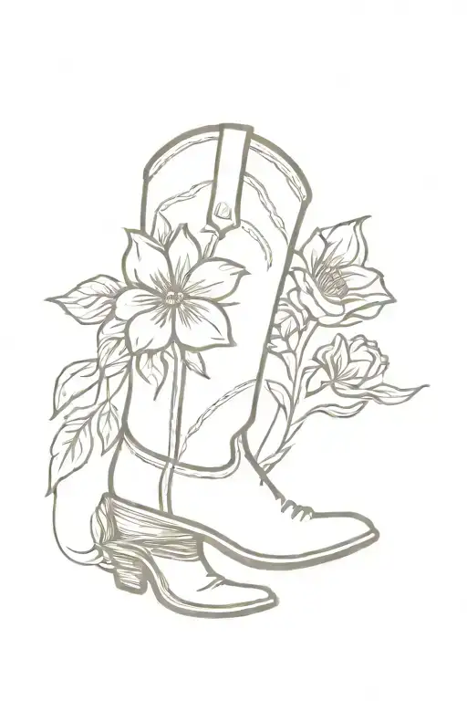 Cowboy Boot Filled W Flower Bouqet Tied