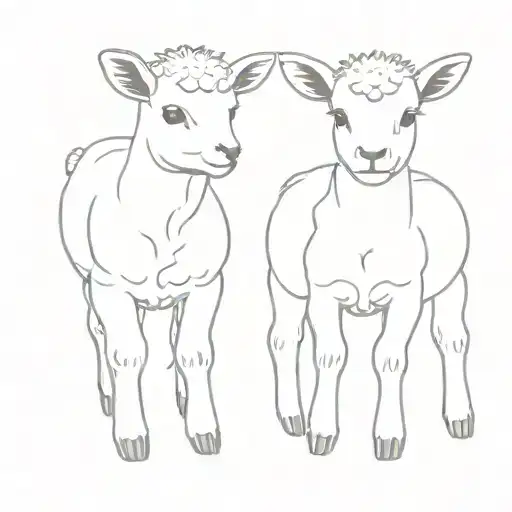 Baby Lambs Side By Side