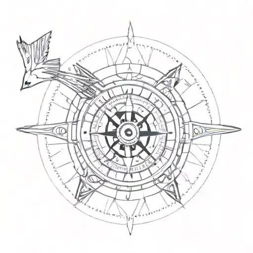 Bird Flying Above Compass