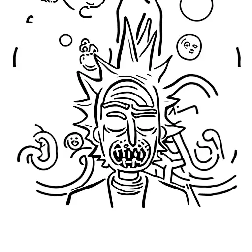 Rick And Morty-inspired Tattoo Featuring Ancient Egyptian Gods In A Minimalist Style