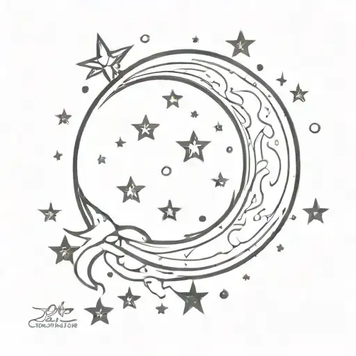 Moon Surrounded By Stars