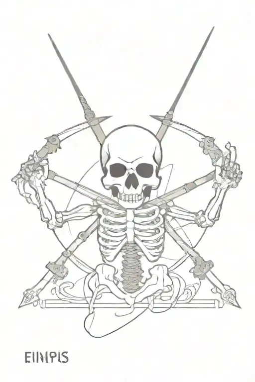 A Skeleton Pierced By 3 Swords
