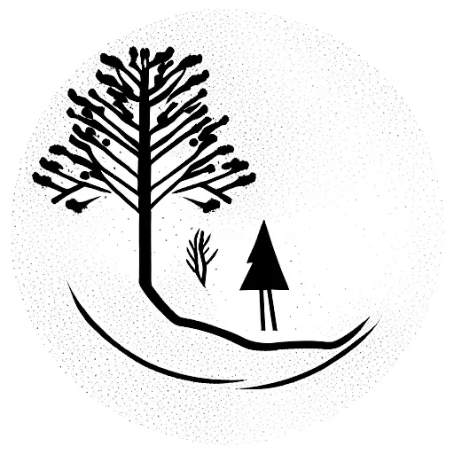 A Lone Forest At Night Moon With A Single Man