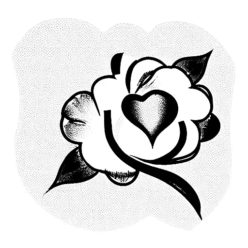 Small 2D Gothic Style Flower With Heart Center