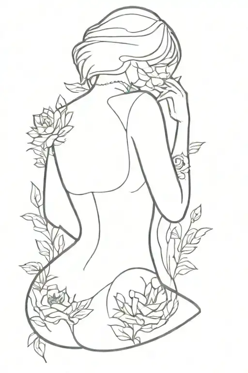 Silhouette Of A Female Body Decorated With Intricate Floral Patterns