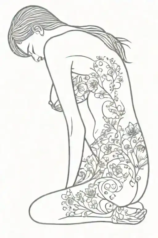 Silhouette Of A Female Body Decorated With Intricate Floral Patterns