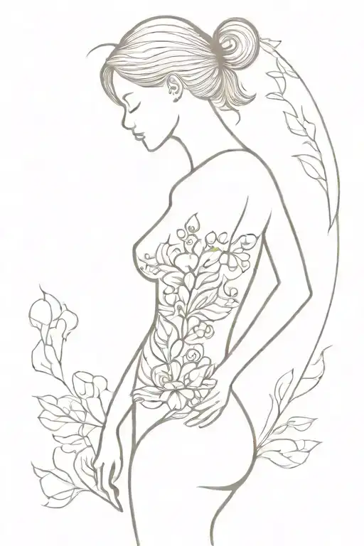 Silhouette Of A Female Body Decorated With Intricate Floral Patterns