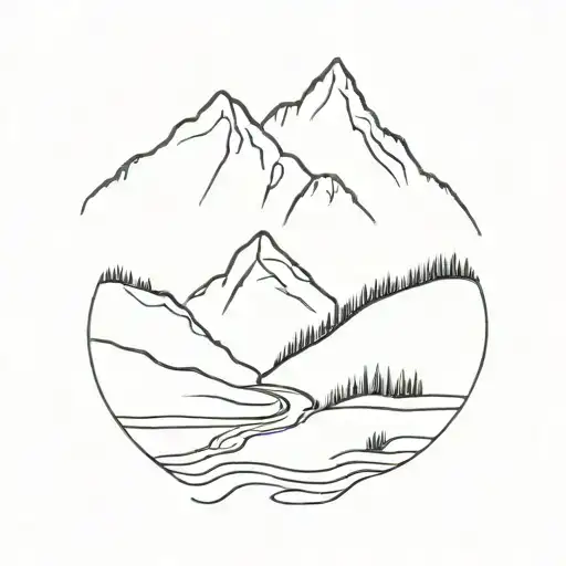 Mountain With River Flowing
