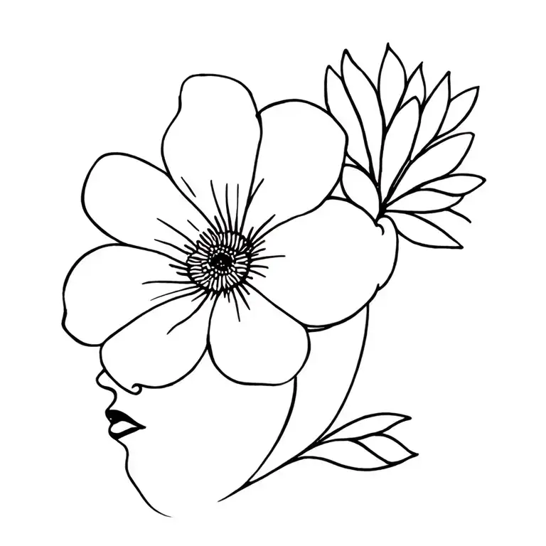 Asymmetrical Flower With Face Outline