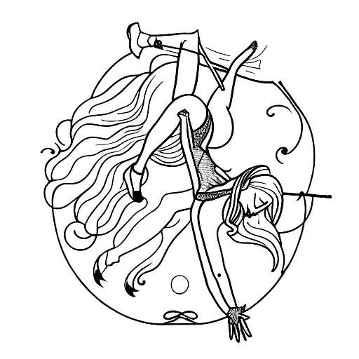 Graceful Witch Performing A Mesmerizing Pole Dance