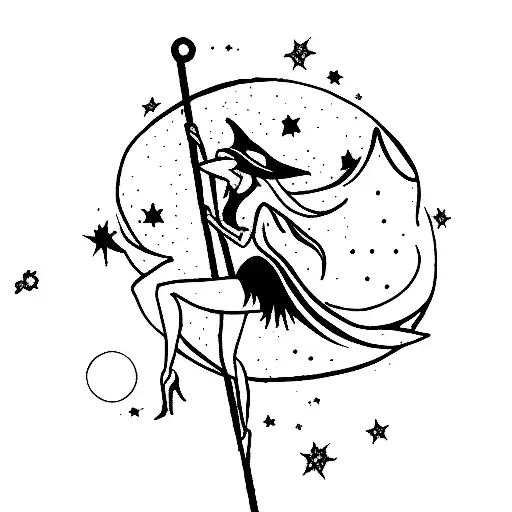 Graceful Witch Performing A Mesmerizing Pole Dance
