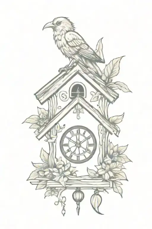 German Cuckoo Clock With Edelweiss Surrounding