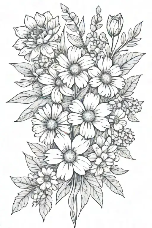 Small Marigold Daisy Daffodil And Clover Bouquet