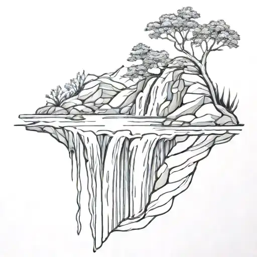 Small Waterfall Flowing Right To Left