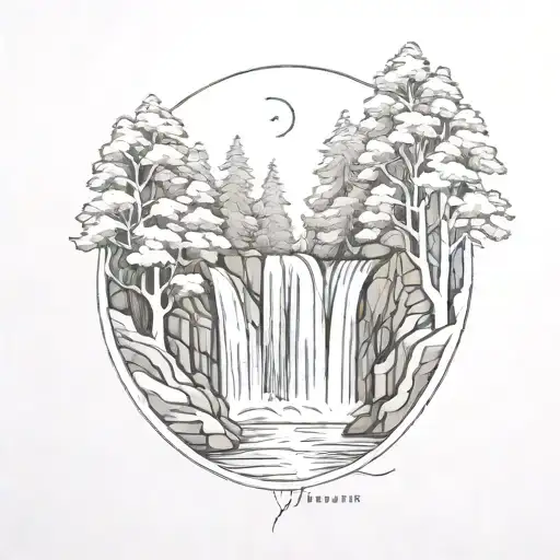 Two Short Waterfalls In A Forest With Trees Flowing