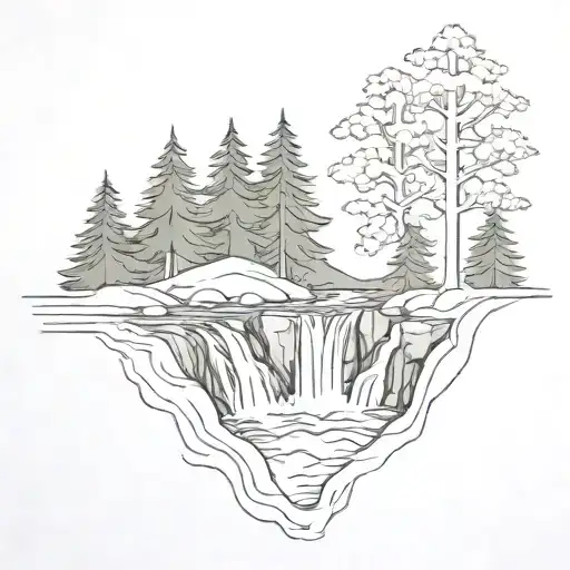 Two Short Waterfalls In A Forest With Trees Flowing Into A Babbling Brook