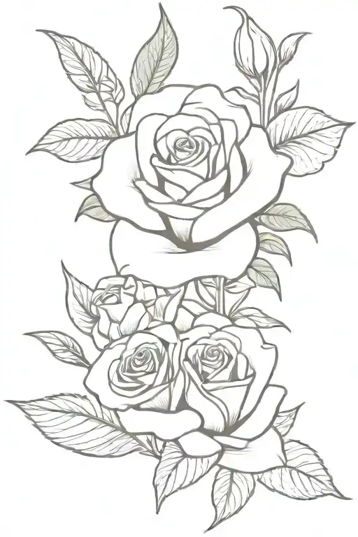 Flowers- Roses And Lillie's Hip Tattoo Less Leaves