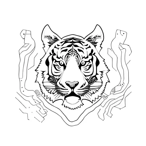 A Minimalist Tiger With Anime-style Eyes
