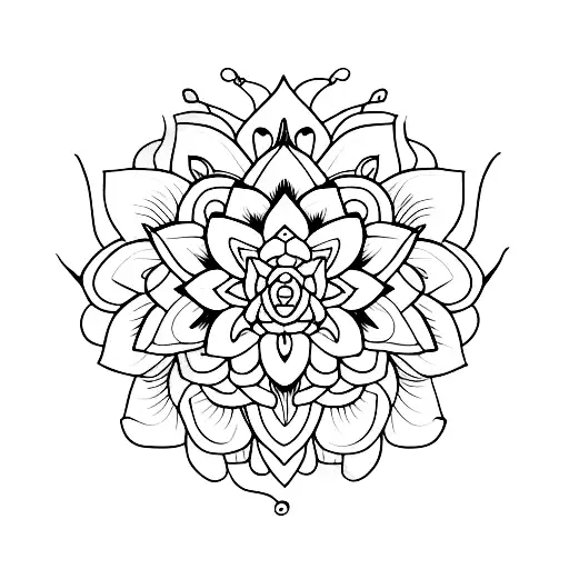 A Minimalist Tattoo Of A Lotus Flower Blooming Into A Guitar