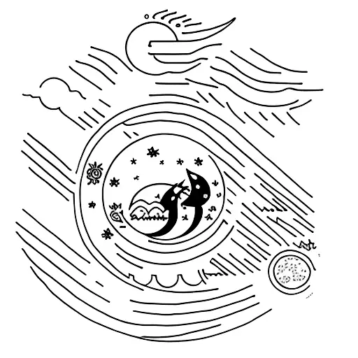 Moon And Sun With Cat