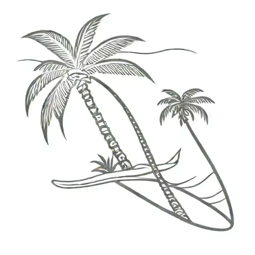 Surfboard Palm Tree Growing