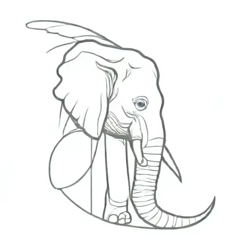 One Line Elephant Head