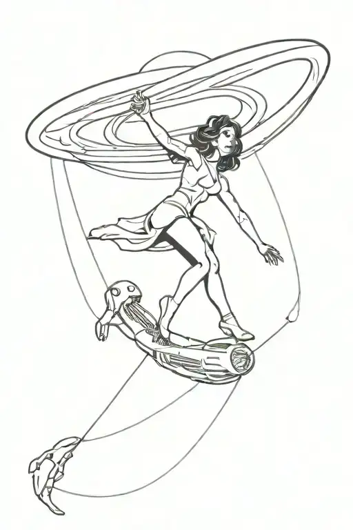Alien Spaceship With Sexy Woman Flying Down