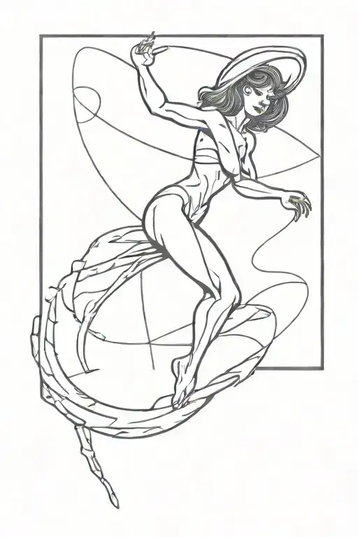 Alien Spaceship With Sexy Woman Flying Down