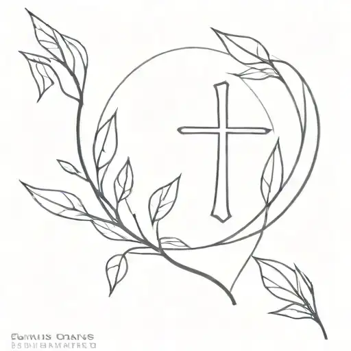 Christian Cross Leaves Growing