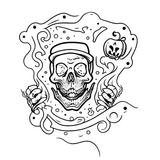 A Minimalist Tattoo Of A Beer Bottle With A Spooky Horror Movie Scene Inside