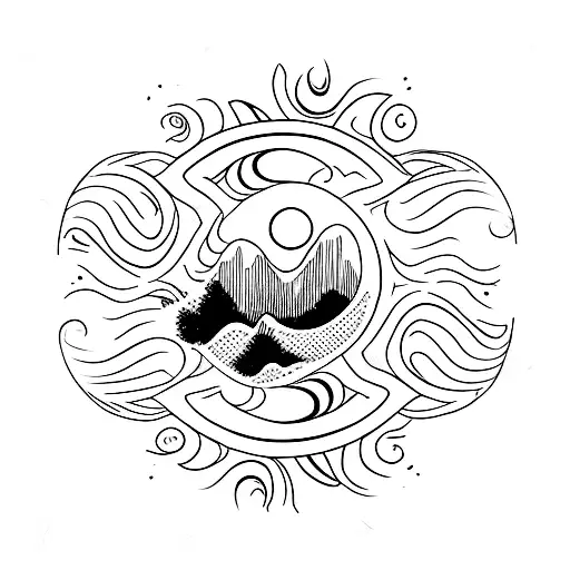 Wine Glass With Wave And Sun And The Number 415