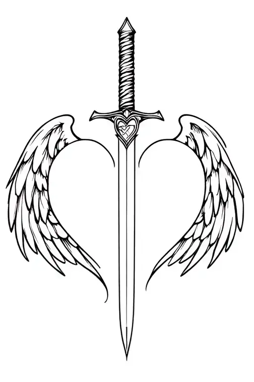 Sword With Four Wings In The Shape Of A Heart