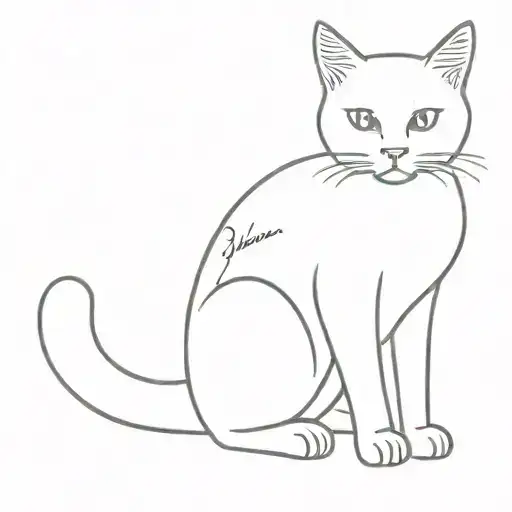 Yumi Name Written And Grey Cat Curled