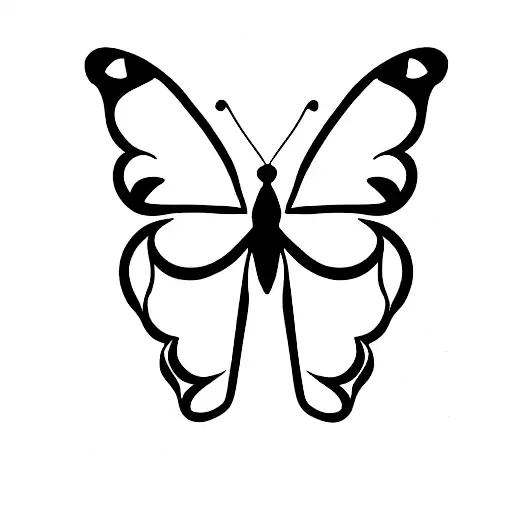 A Thin Line Art Butterfly With Minor Damage In Its Wing