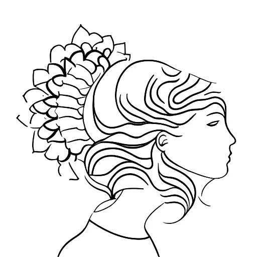 A Minimalistic Silhouette Of A Woman Reading A Book With A Girasol As Her Hair