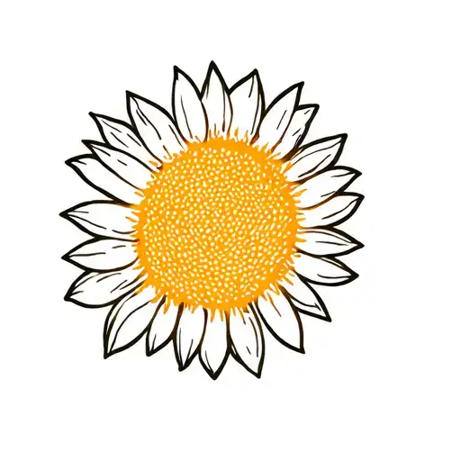 Fine Line Sunflower Stamp Tattoo With Sun Outside The Stanp