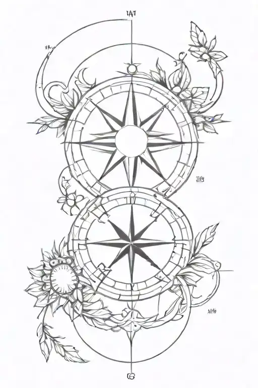 Compass With Sun Moon And Virgo Zodiac Sign