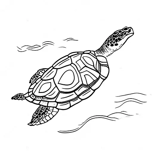 A Minimalist Tattoo Of A Sea Turtle Swimming In The Ocean Waves