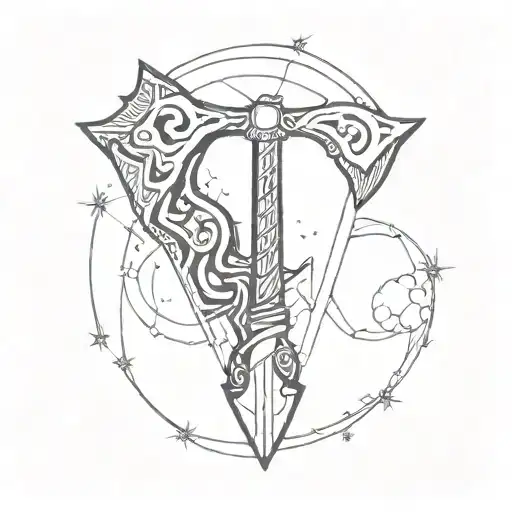 Vikings Axe And Spiral Galaxy