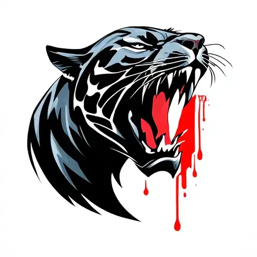 Black Panther Snarling Dripping Blood