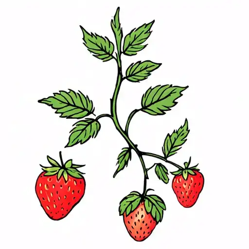 Strawberries On A Vine In A Stamp