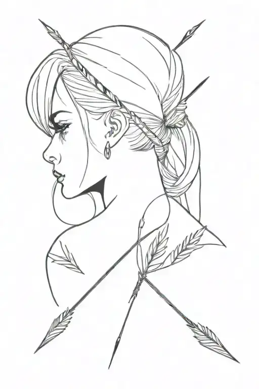 Arrow Design At The Back Of The Neck With Colour