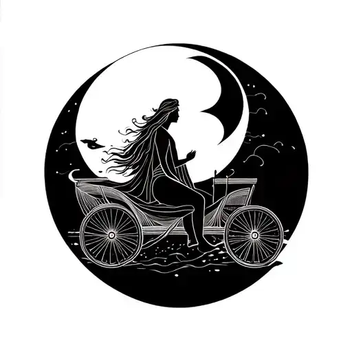 Selene The Greek Goddess Of The Moon In Her Chariot Far Away