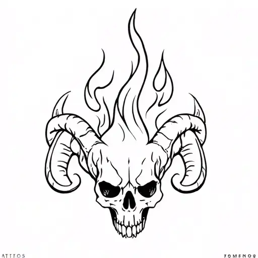 Aries With Fire Ang Skull