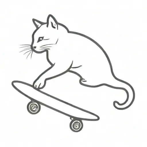 Cat Skateboarding Silhouette
