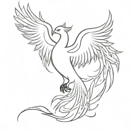 A Minimalist Phoenix Rising From Ashes Symbolizing Independence