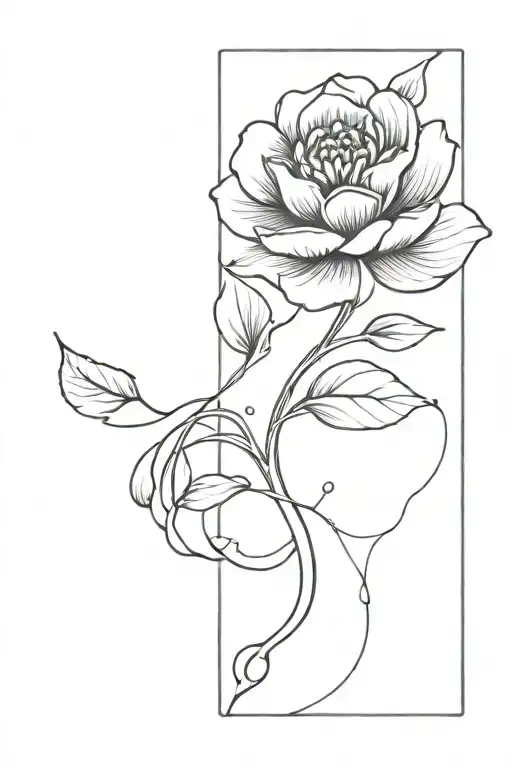 Water Flow With Indigo Flower In Black